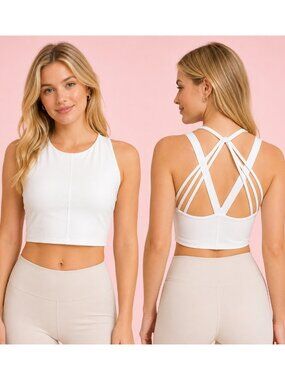 FP Movement by Free People Mantra Cropped Yoga Top White Size Small